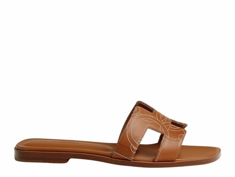 hermes oran sandal natural box calfskin with panoplie equestre embroidery 1 1