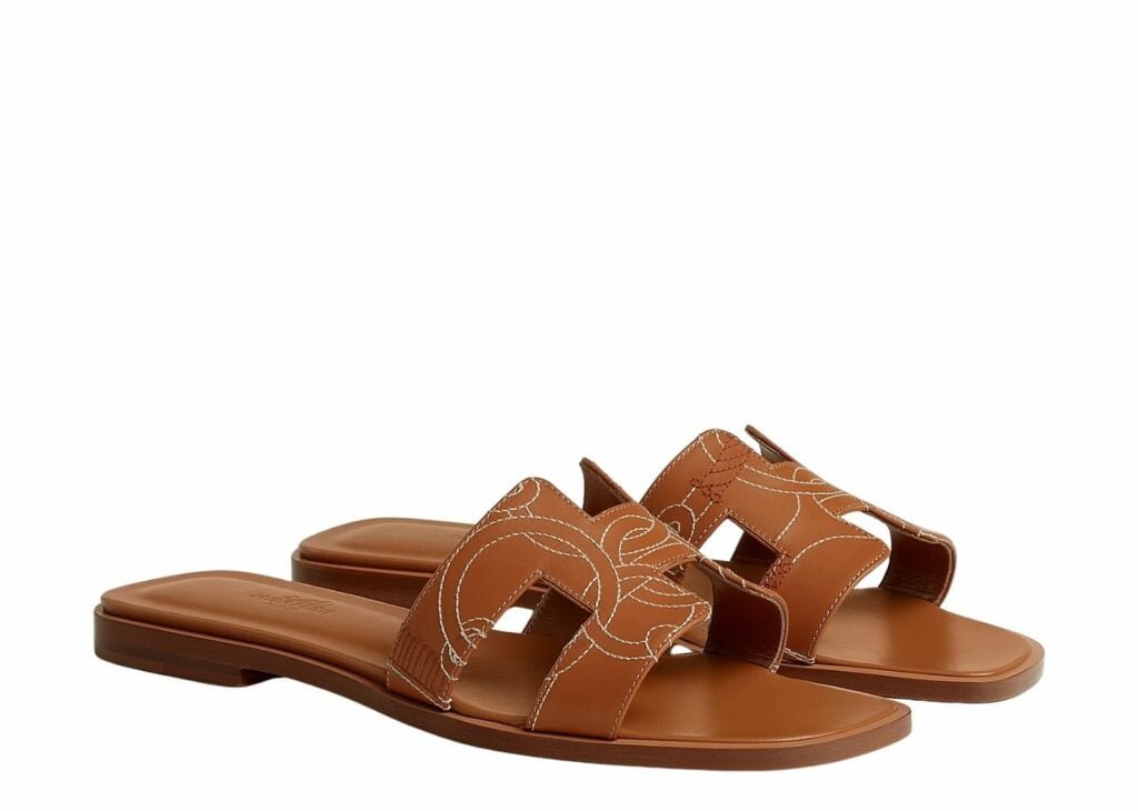 Hermes Oran Sandal Natural Box Calfskin With 