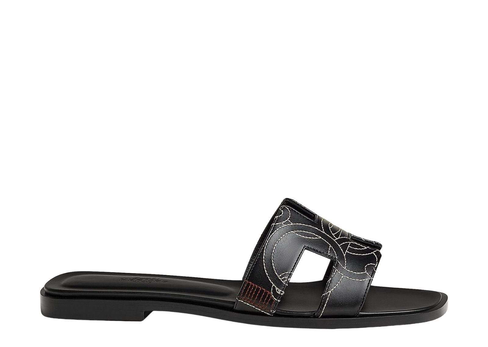 hermes oran sandal noir box calfskin with panoplie equestre embroidery 1 1