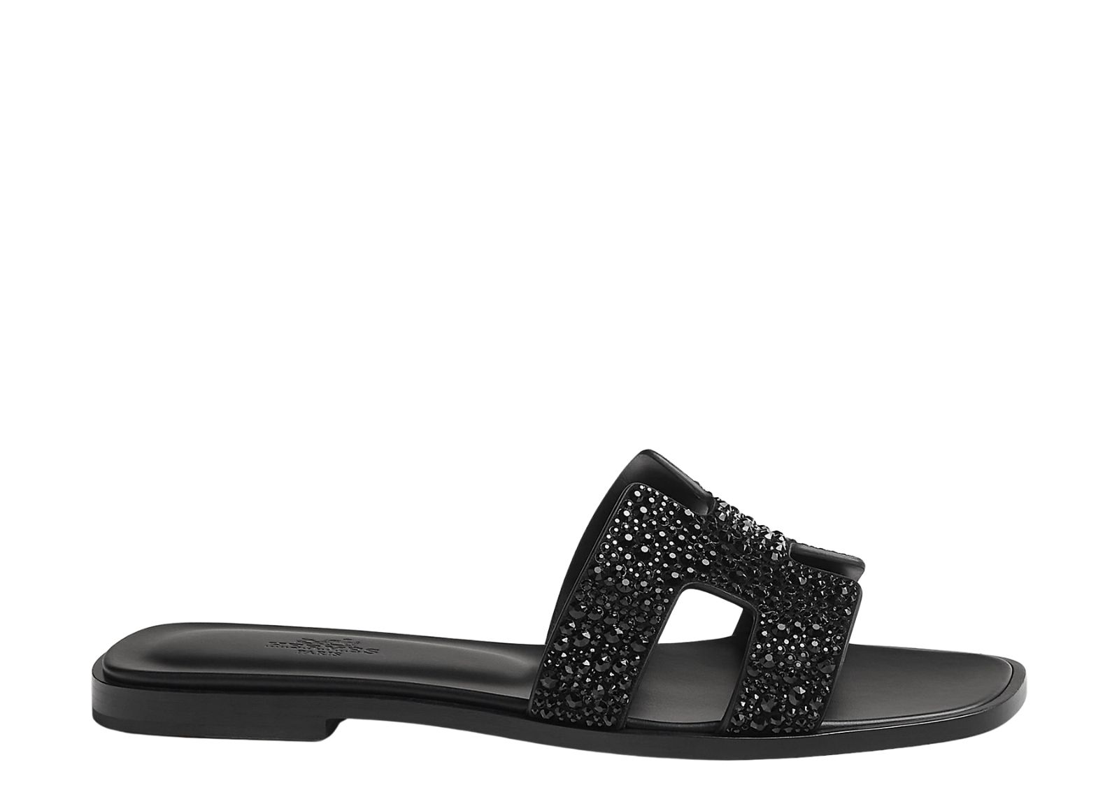 hermes oran sandal noir box goatskin with rhinestone 1 1