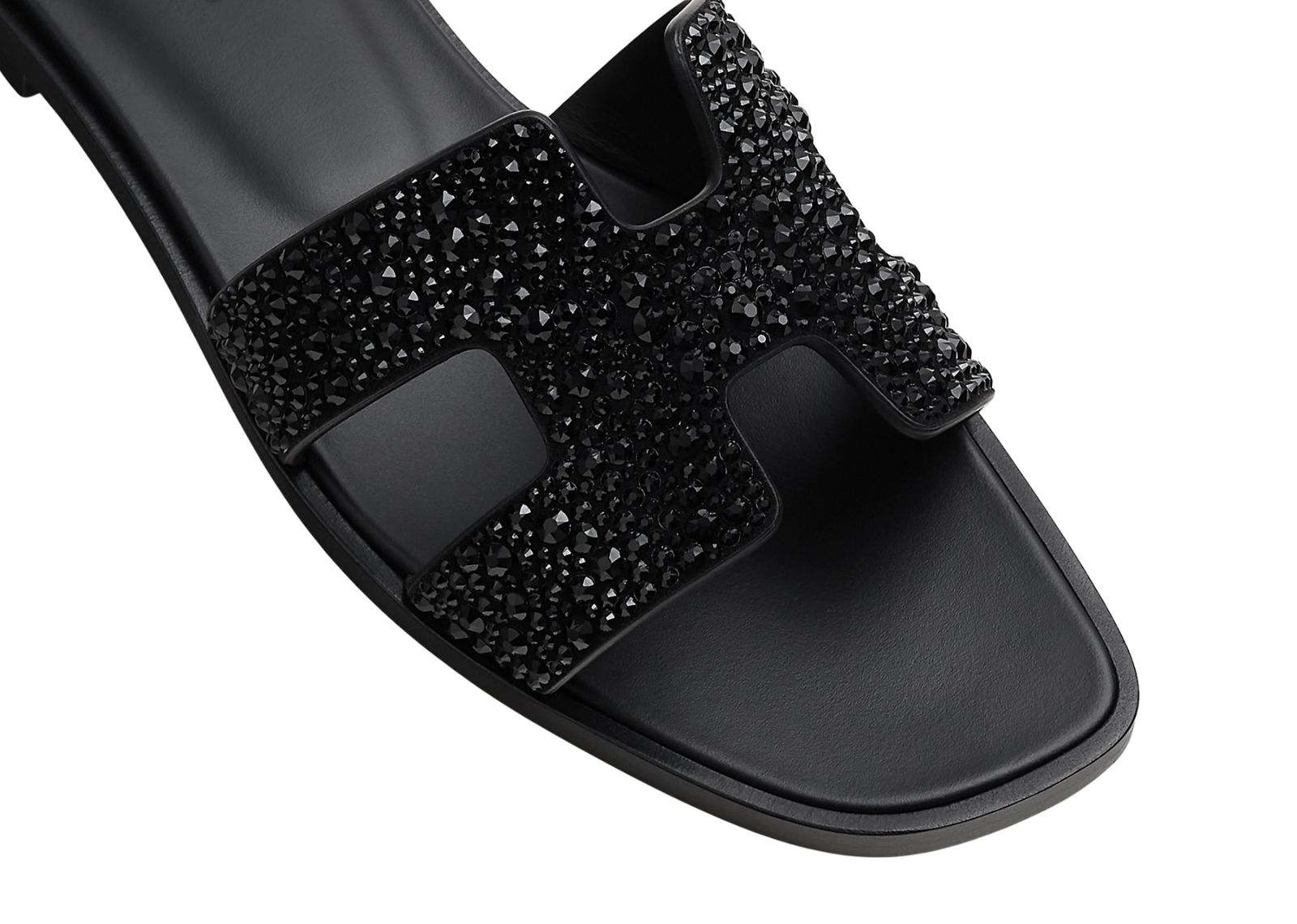 hermes oran sandal noir box goatskin with rhinestone 3 1