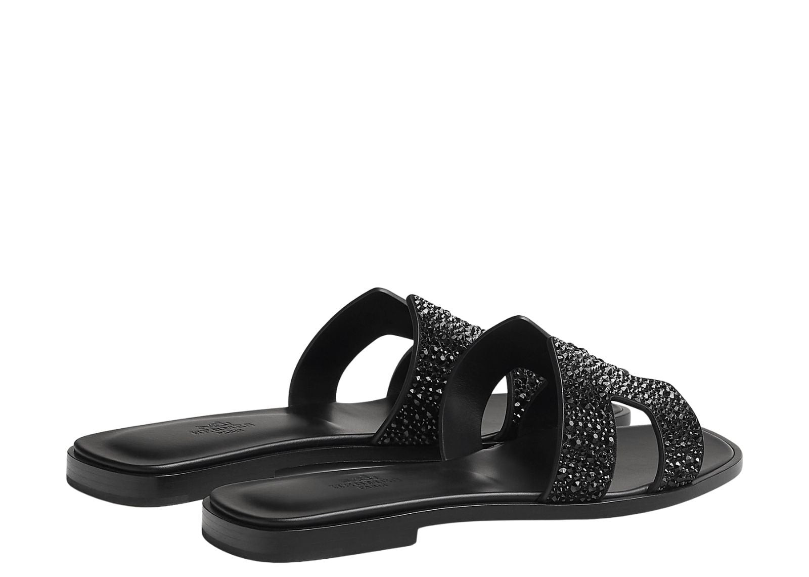 hermes oran sandal noir box goatskin with rhinestone 4 1