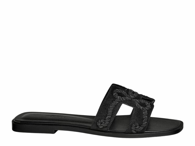 hermes oran sandal noir box suede goatskin 1 1