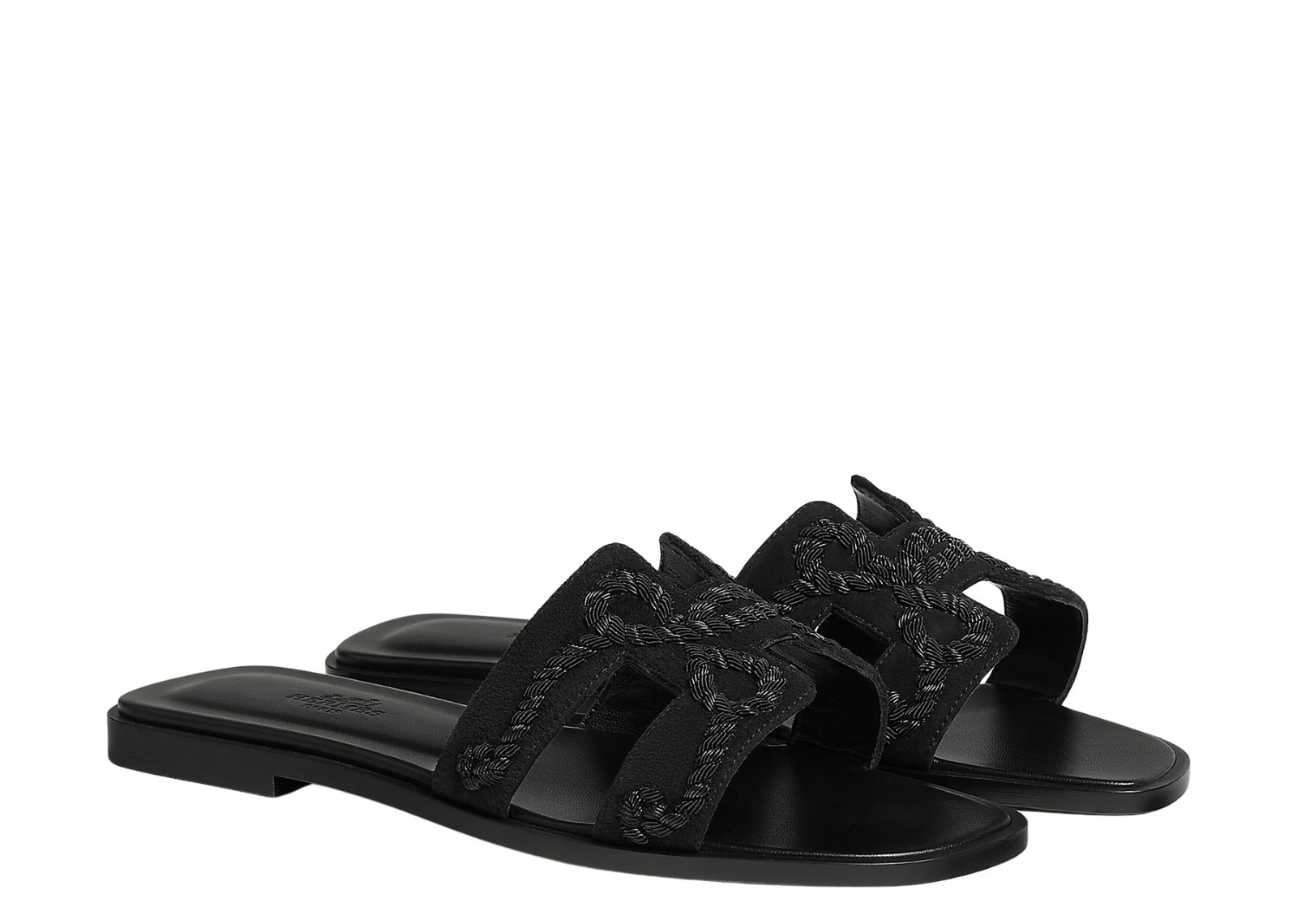 hermes oran sandal noir box suede goatskin 2 1