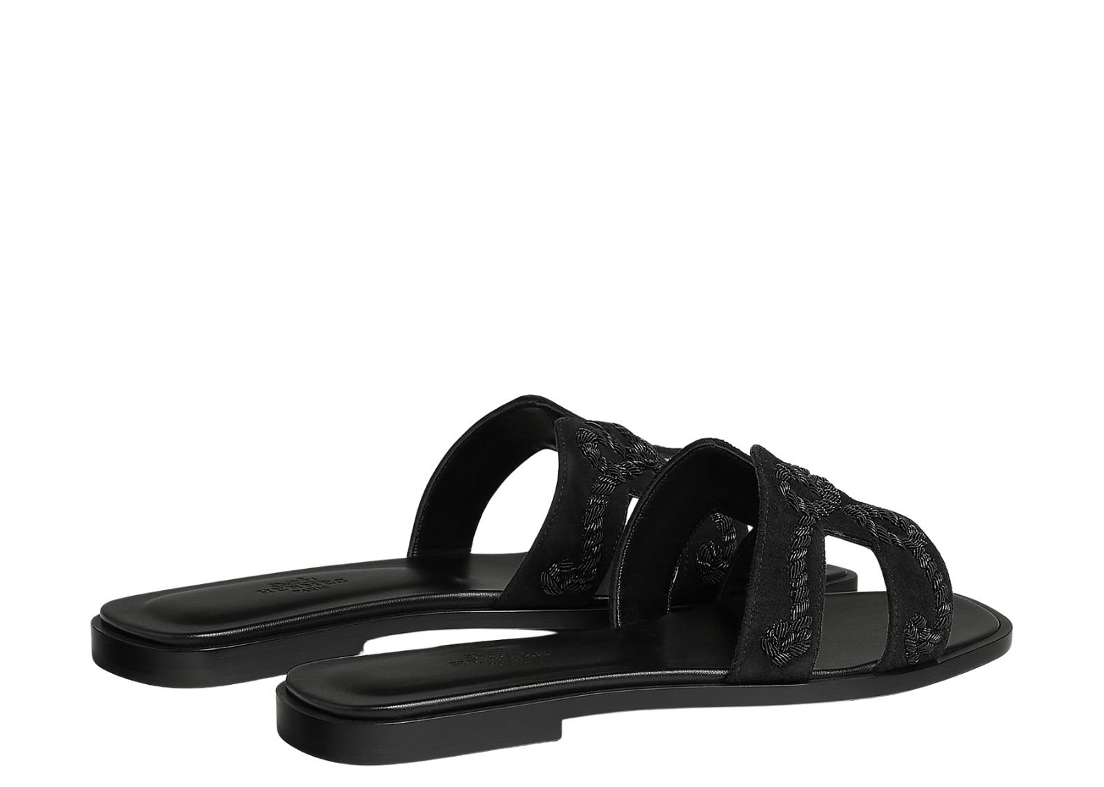 hermes oran sandal noir box suede goatskin 4 1