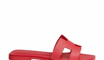 Hermes Oran Sandal Rose Grenade Box Calfskin Leather