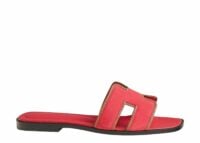 hermes oran sandal rose grenade box woven suede and nappa leather 1 1