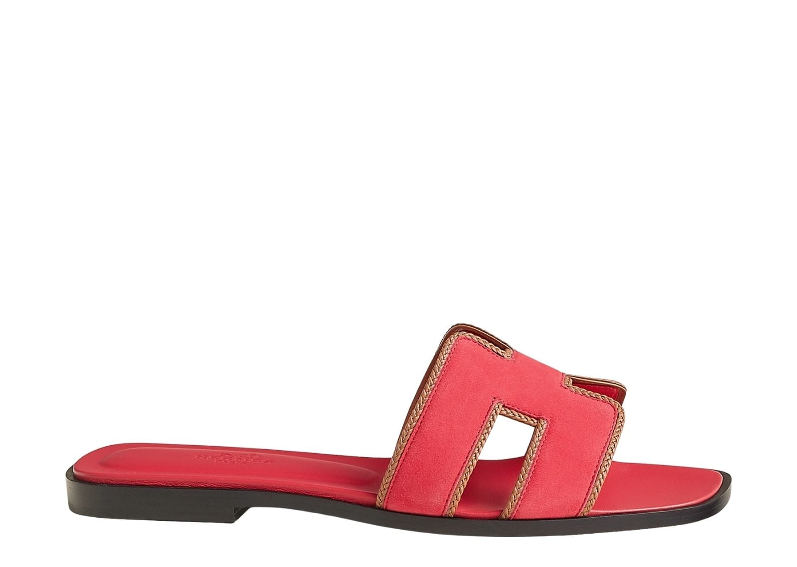 hermes oran sandal rose grenade box woven suede and nappa leather 1 1
