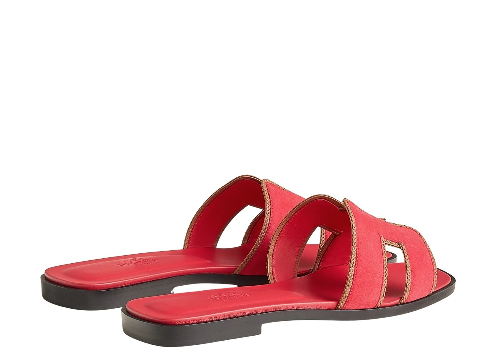 hermes oran sandal rose grenade box woven suede and nappa leather 4 1