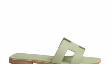 Hermes Oran Sandal Vert De Mer Box Calfskin Leather