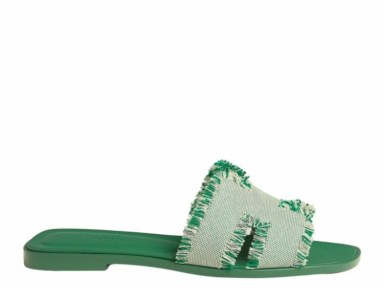 hermes oran sandal vert jungle box fabric 1 1