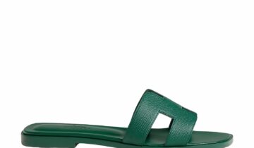 Hermes Oran Sandal Vert Oyat Box Calfskin Leather