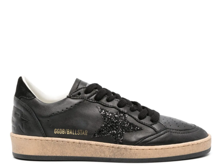 golden goose ball star black nappa black glitter star black suede heel tab w 1 1