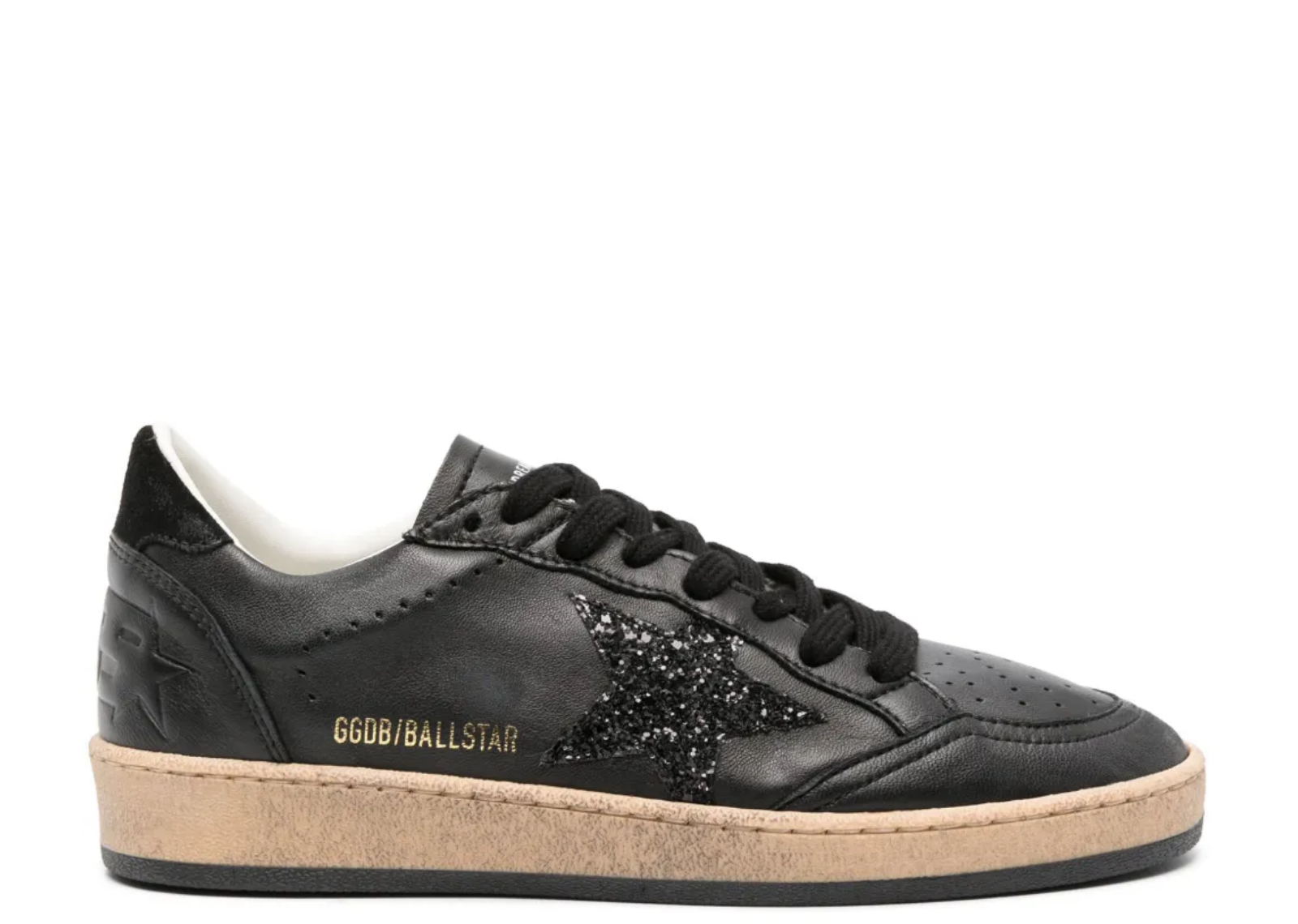 golden goose ball star black nappa black glitter star black suede heel tab w 1 1
