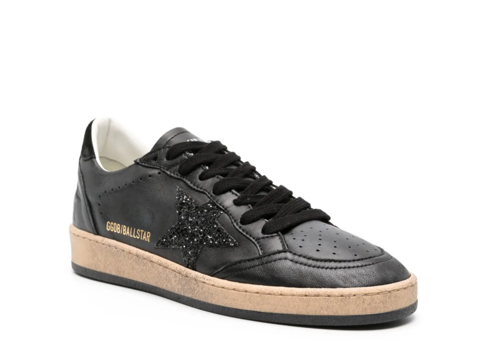 golden goose ball star black nappa black glitter star black suede heel tab w 2 1