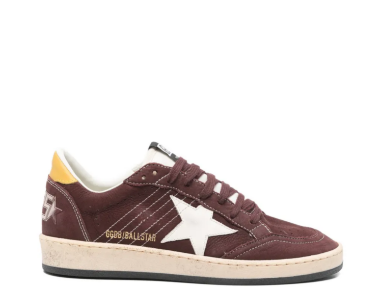 golden goose ball star chocolate nubuck white leather star honey heel tab w 1 1