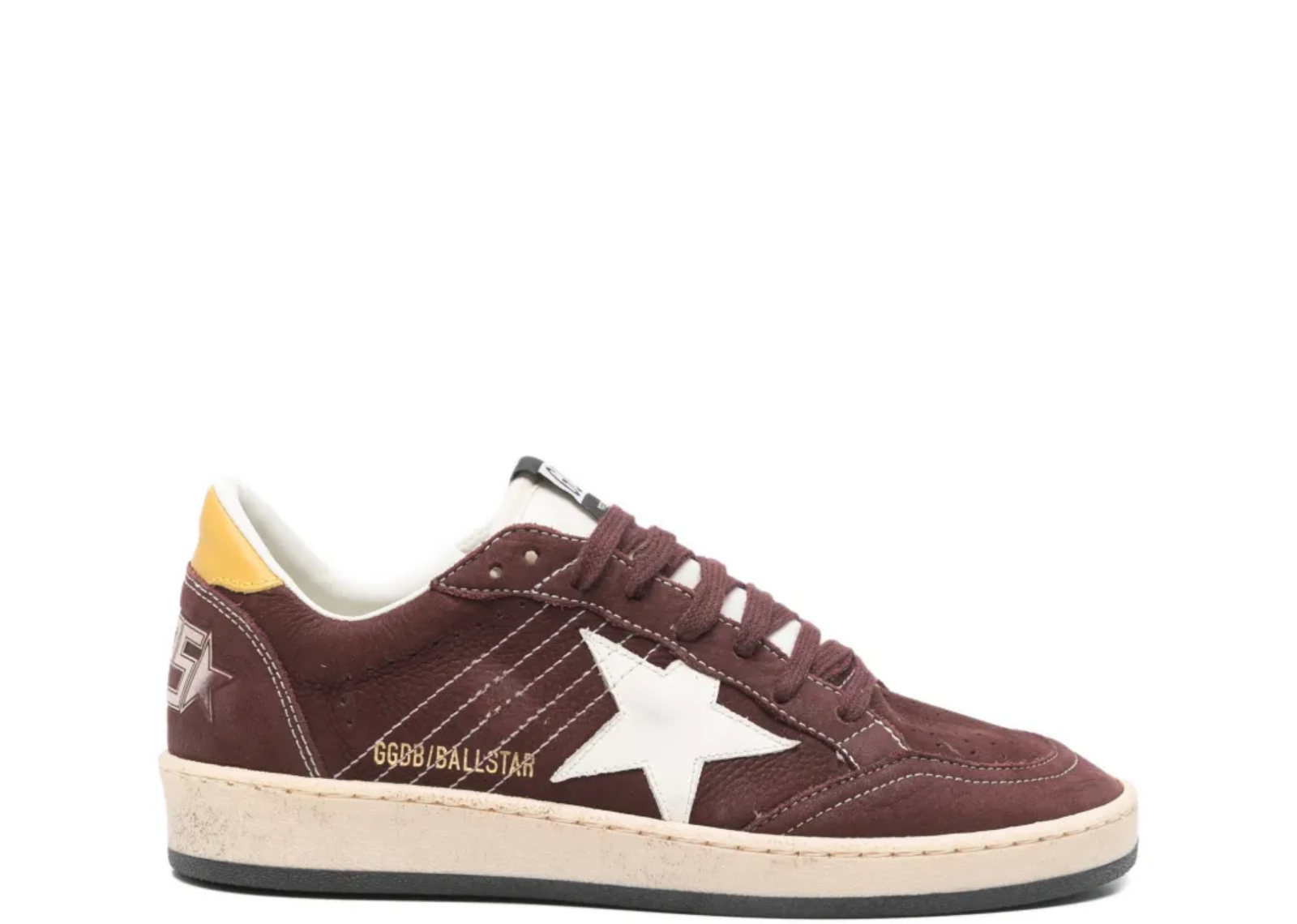 golden goose ball star chocolate nubuck white leather star honey heel tab w 1 1