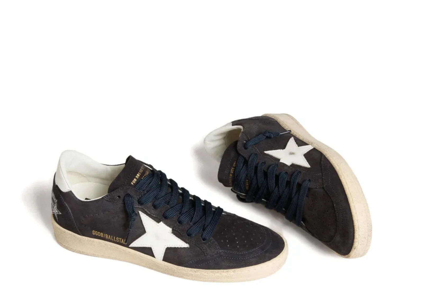 golden goose ball star dark blue suede white leather star dark blue heel tab w 2 1