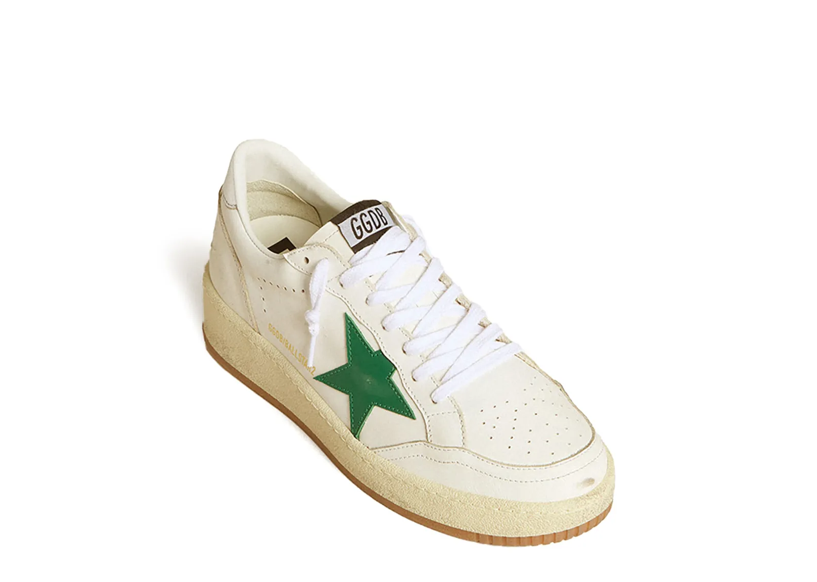 golden goose ball star green leather star metallic silver heel tab w 2 1