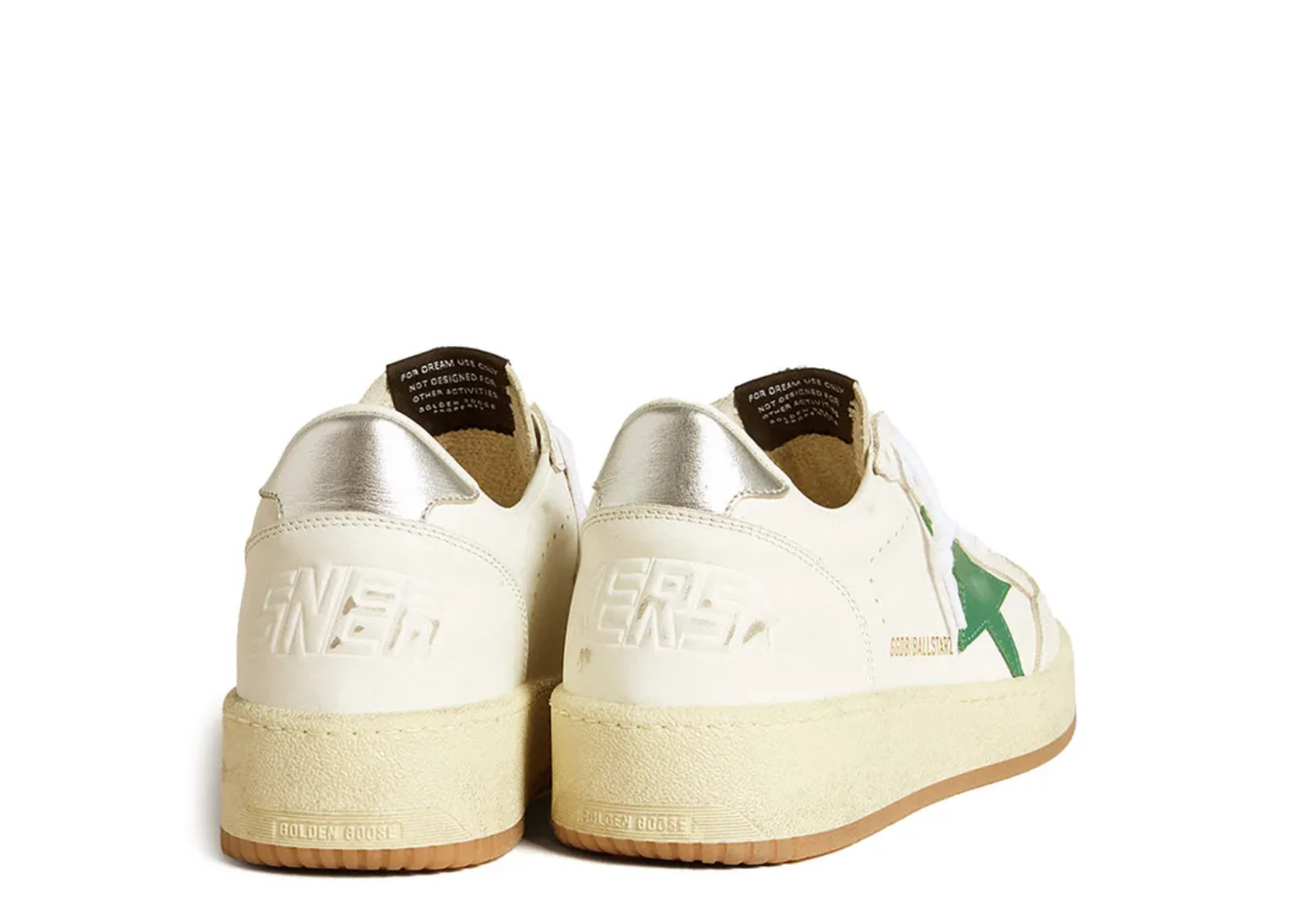 golden goose ball star green leather star metallic silver heel tab w 3 1