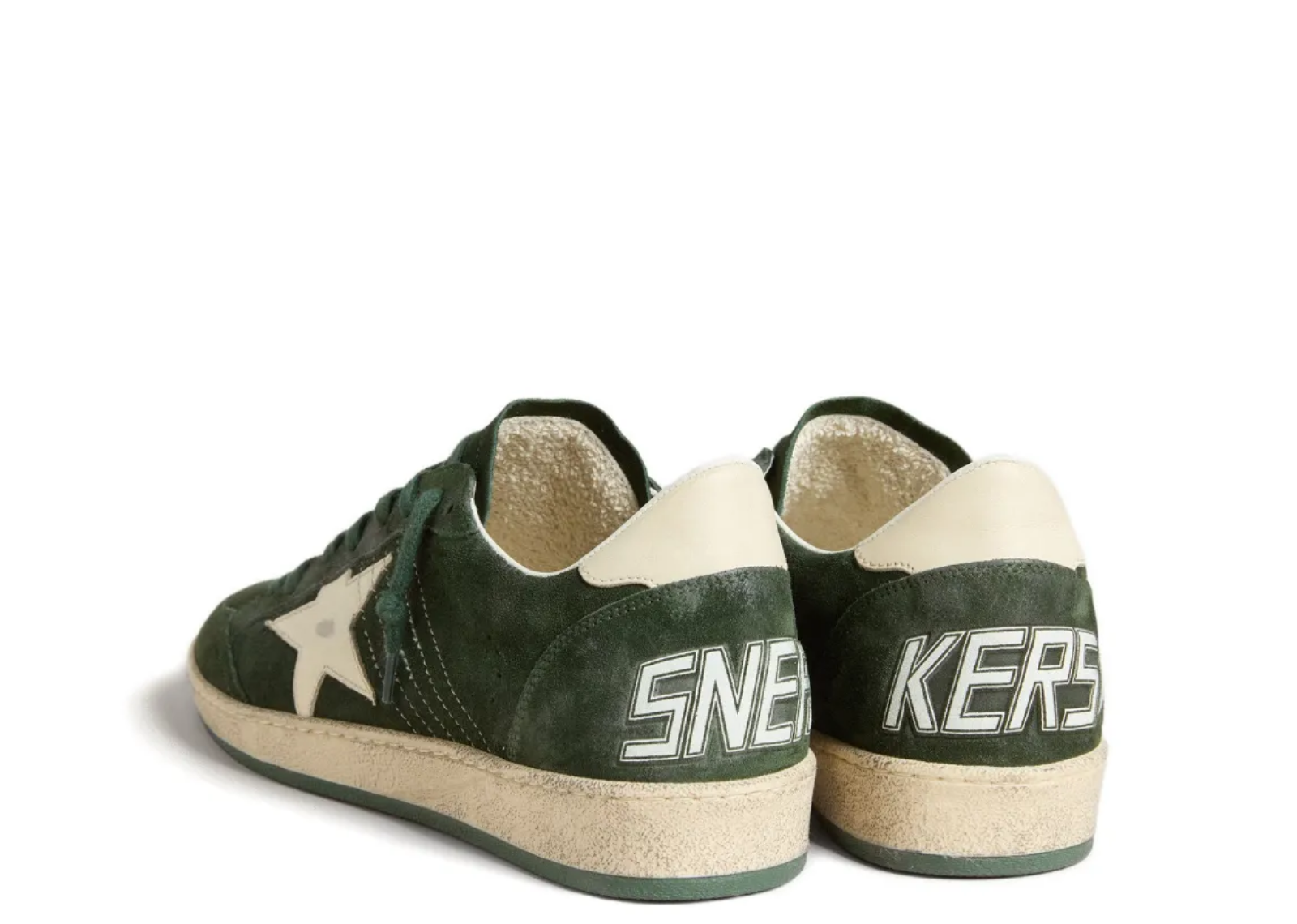 golden goose ball star green suede white leather star green heel tab w 2 1