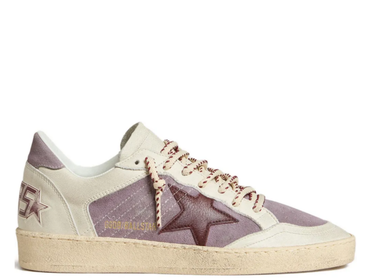 golden goose ball star lilac suede burgundy leather star lilac heel tab w 1 1