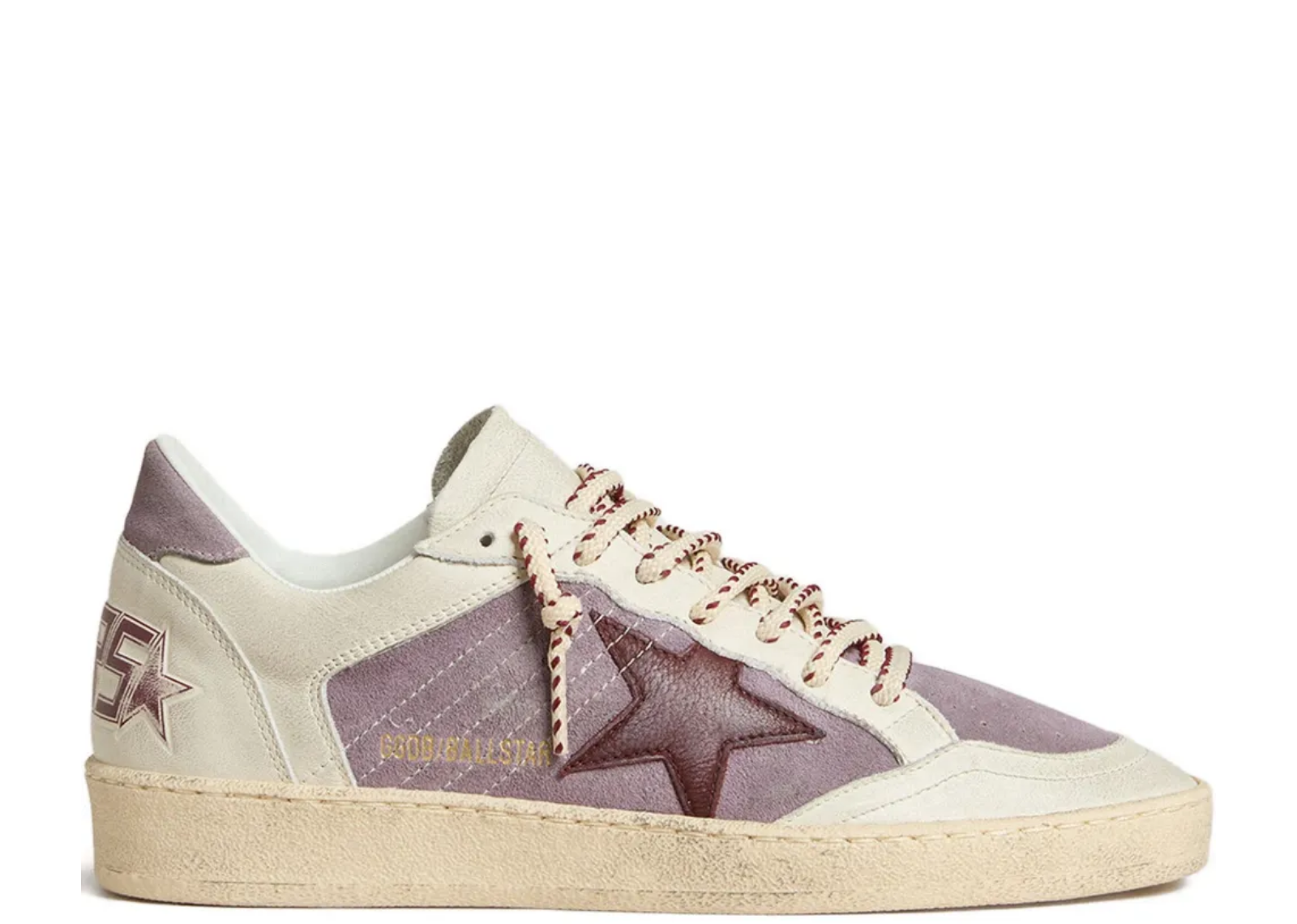 golden goose ball star lilac suede burgundy leather star lilac heel tab w 1 1