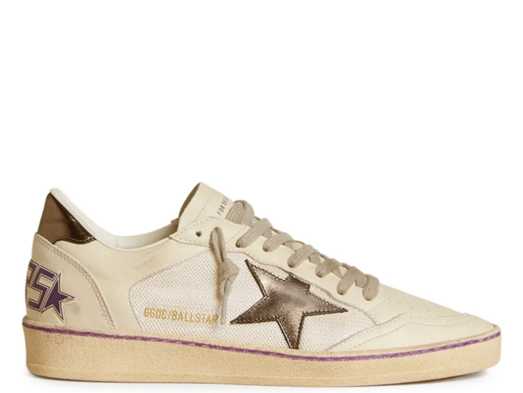 golden goose ball star mesh metallic leather star metallic heel tab w 1 1