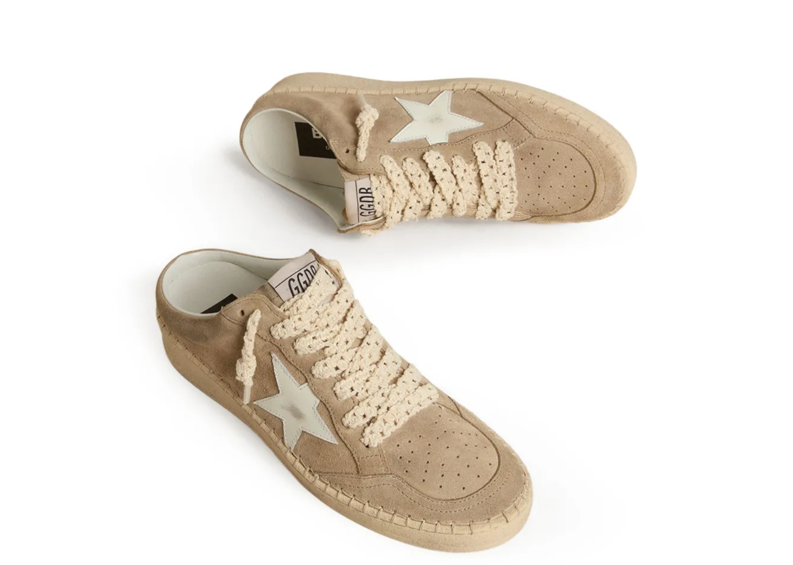 golden goose ball star sabot beige suede white leather star w 2 1