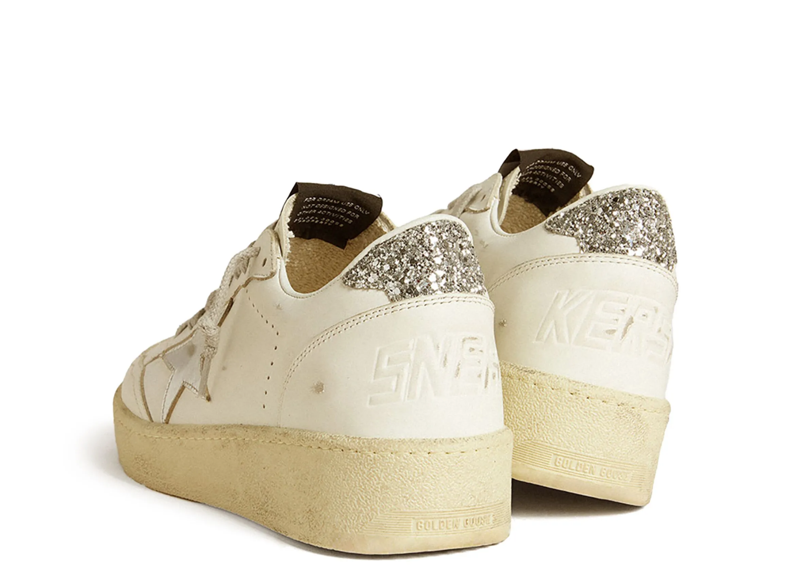 golden goose ball star silver leather star silver glitter heel tab w 3 1