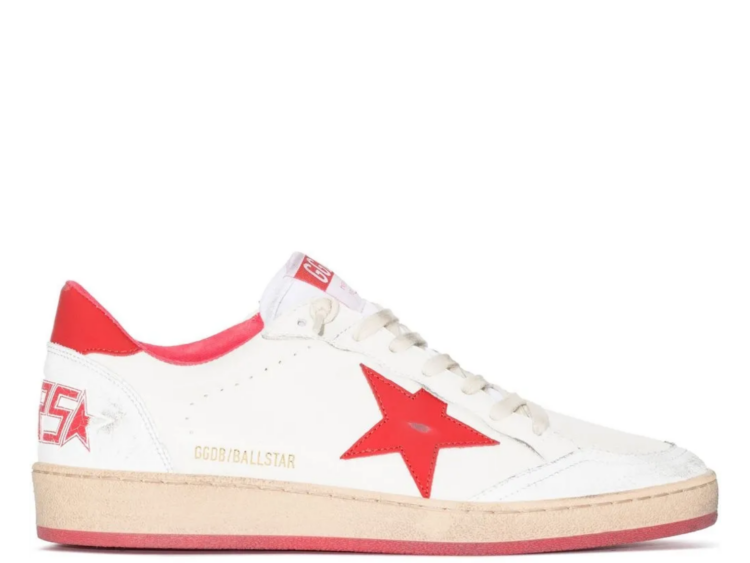 golden goose ball star white leather red star red heel tab w 1 1
