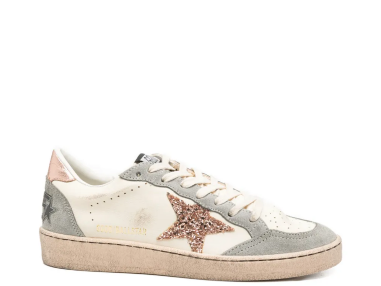golden goose ball star white nappa glitter star metallic silver heel tab w 1 1