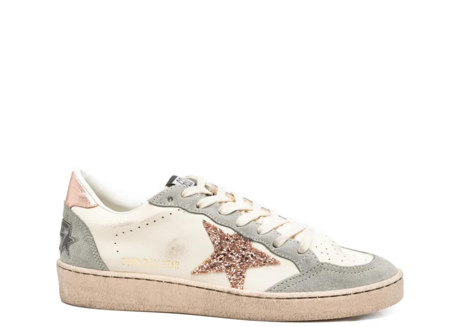 golden goose ball star white nappa glitter star metallic silver heel tab w 1 1
