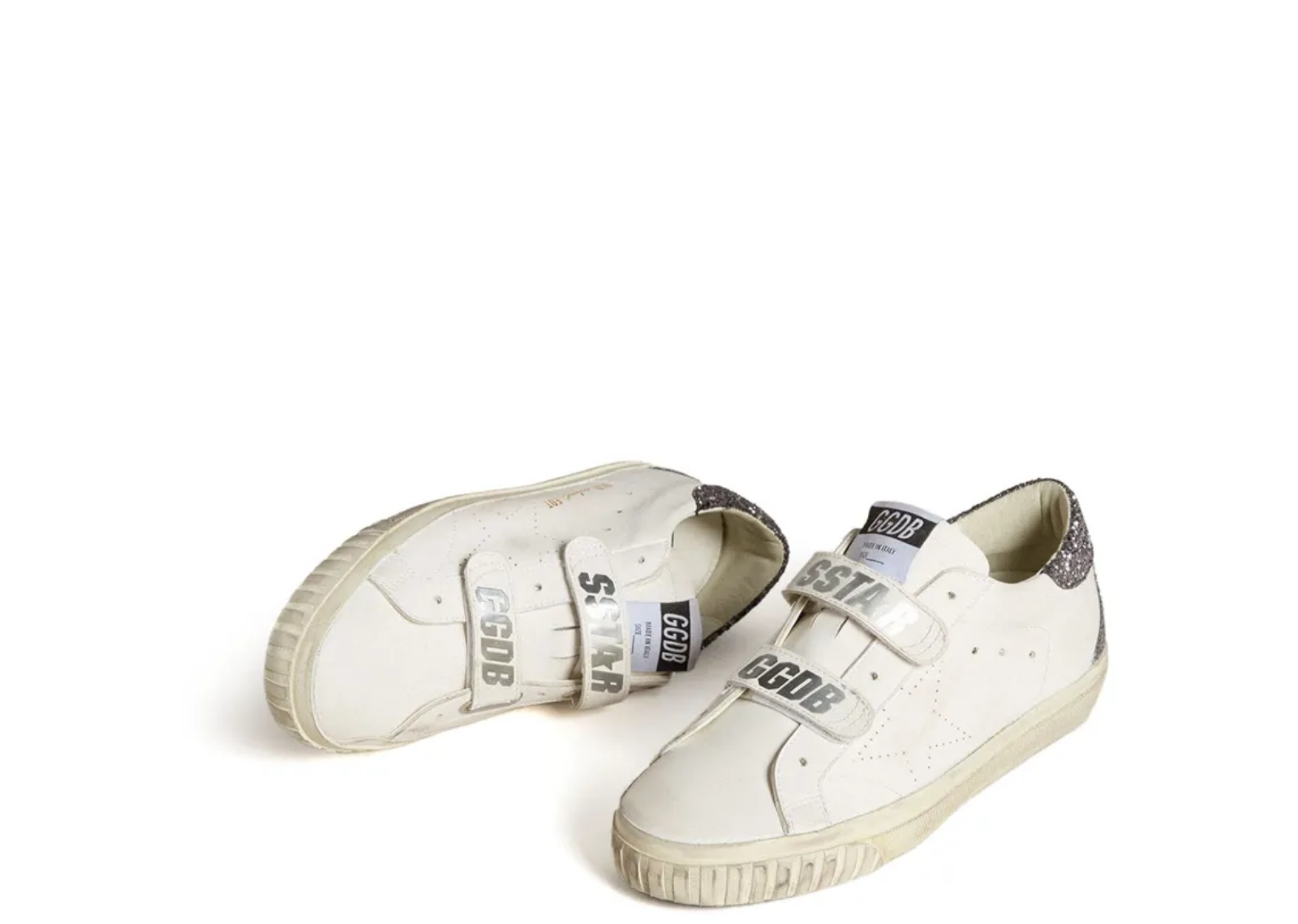 golden goose bio based old school perforated star glitter heel tab w 2 1
