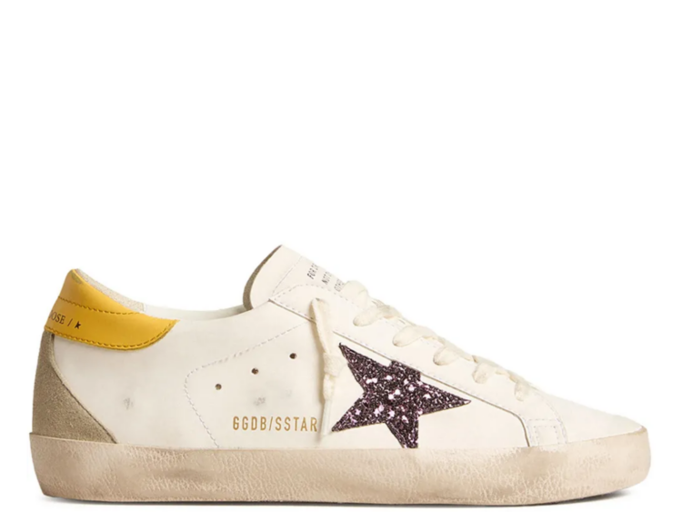 golden goose bio based super star red glitter star white leather heel tab w 1 1