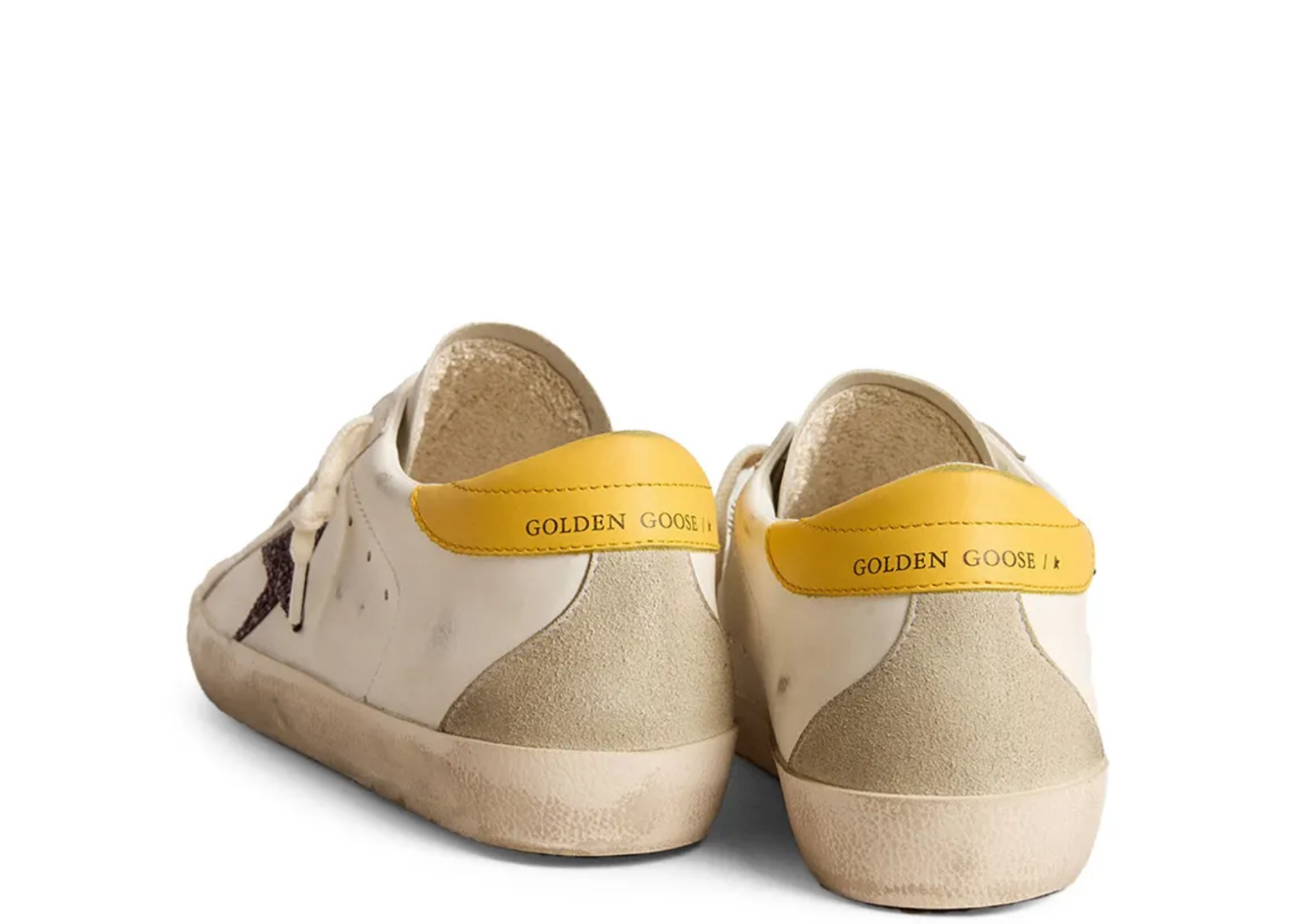 golden goose bio based super star red glitter star white leather heel tab w 3 1