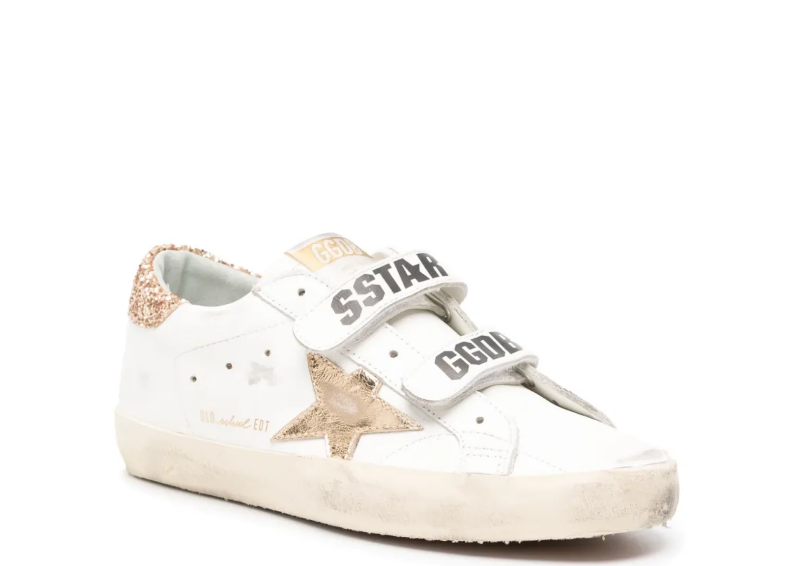 golden goose old school gold laminated star gold glitter heel tab w 2 1