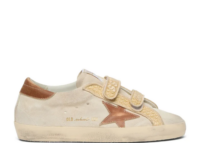 golden goose old school pearl suede brick red leather star raffia strap w 1 1