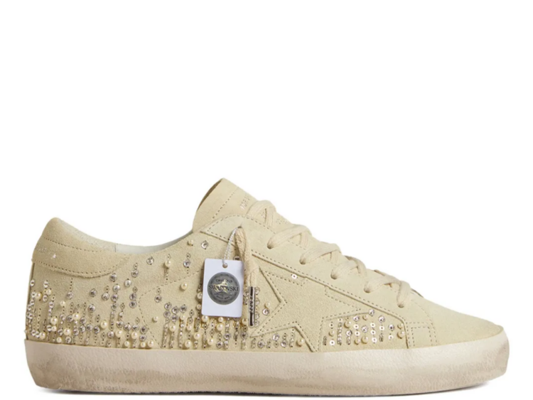 golden goose super star beige suede pearls swarovski crystals w 1 1