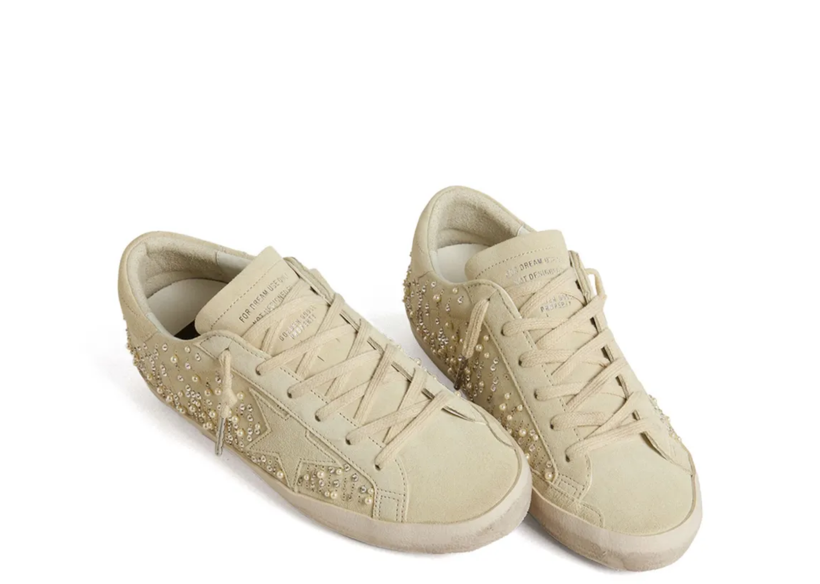 golden goose super star beige suede pearls swarovski crystals w 2 1