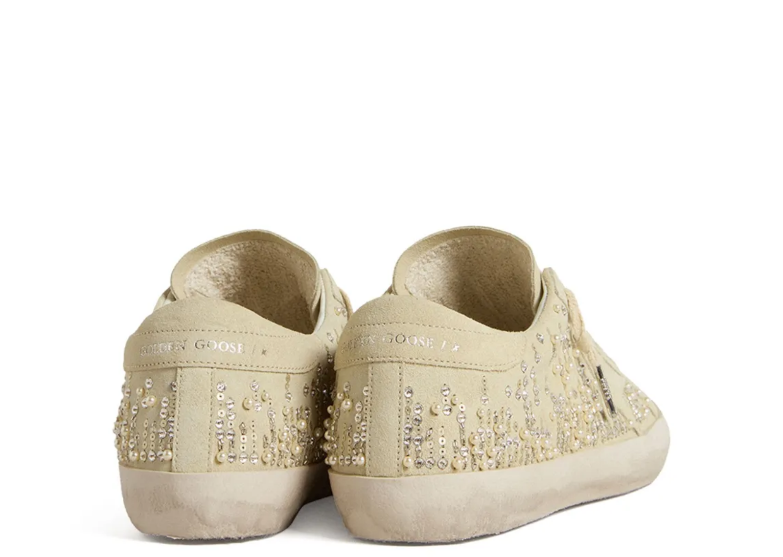 golden goose super star beige suede pearls swarovski crystals w 3 1