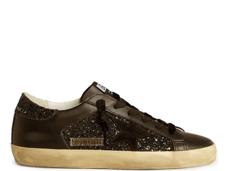 golden goose super star black glitter black suede star w 1 1
