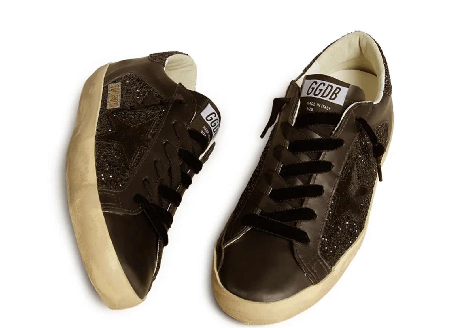 golden goose super star black glitter black suede star w 2 1