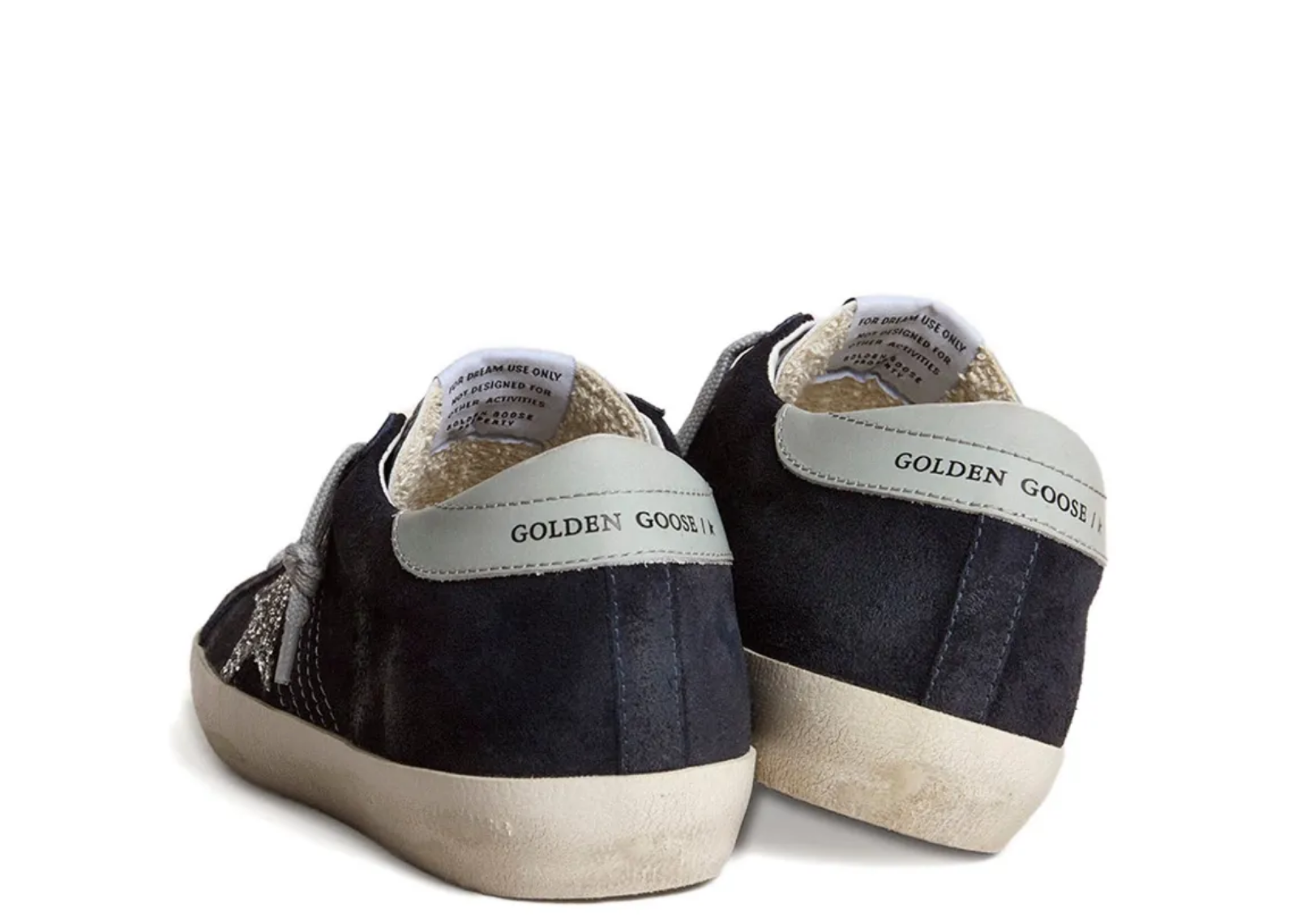 golden goose super star blue suede silver glitter star ice gray heel tab w 3 1