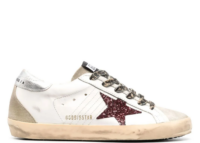Golden Goose Super-Star Burgundy Glitter Silver Heel Tab (W)
