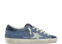 golden goose super star denim blue suede silver glitter star white heel tab w 1 1