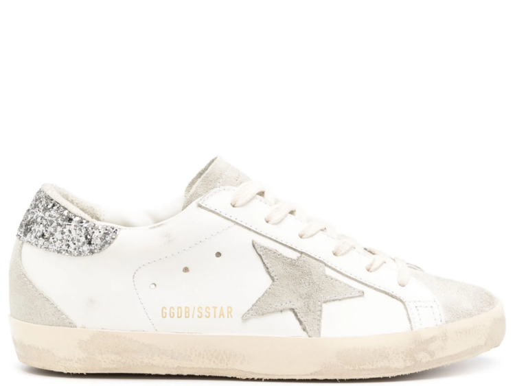 golden goose super star gray star silver glitter heel tab w 1 1