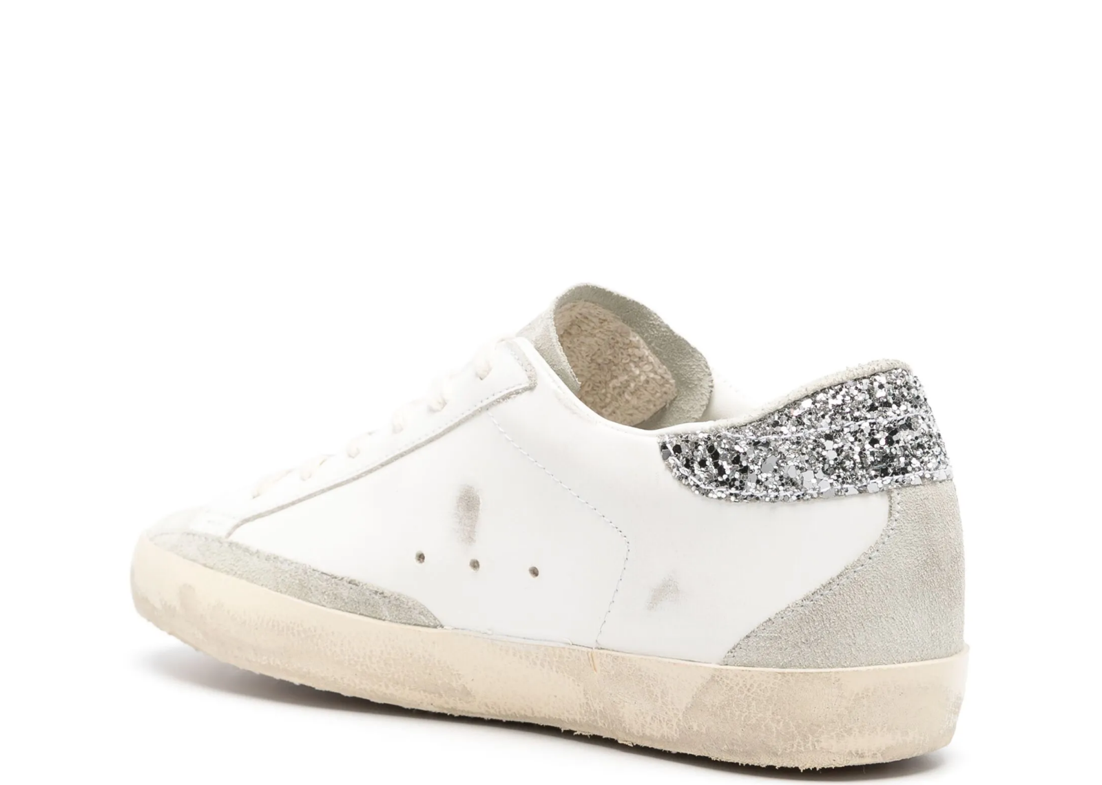 golden goose super star gray star silver glitter heel tab w 3 1