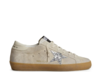 Golden Goose Super-Star Ice Gray Suede Silver Glitter Star (W)