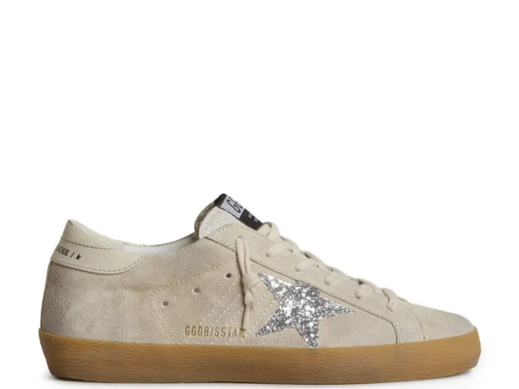 golden goose super star ice gray suede silver glitter star w 1 1